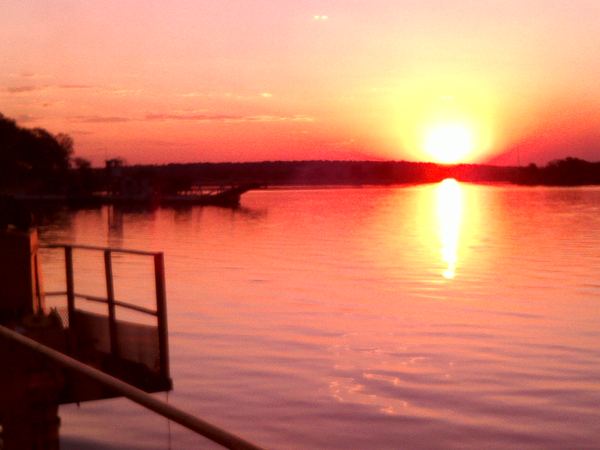Sun setting over the Zambezi River
